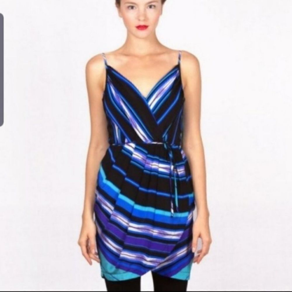 Yumi Kim Jayne tulip striped blue&green dress size